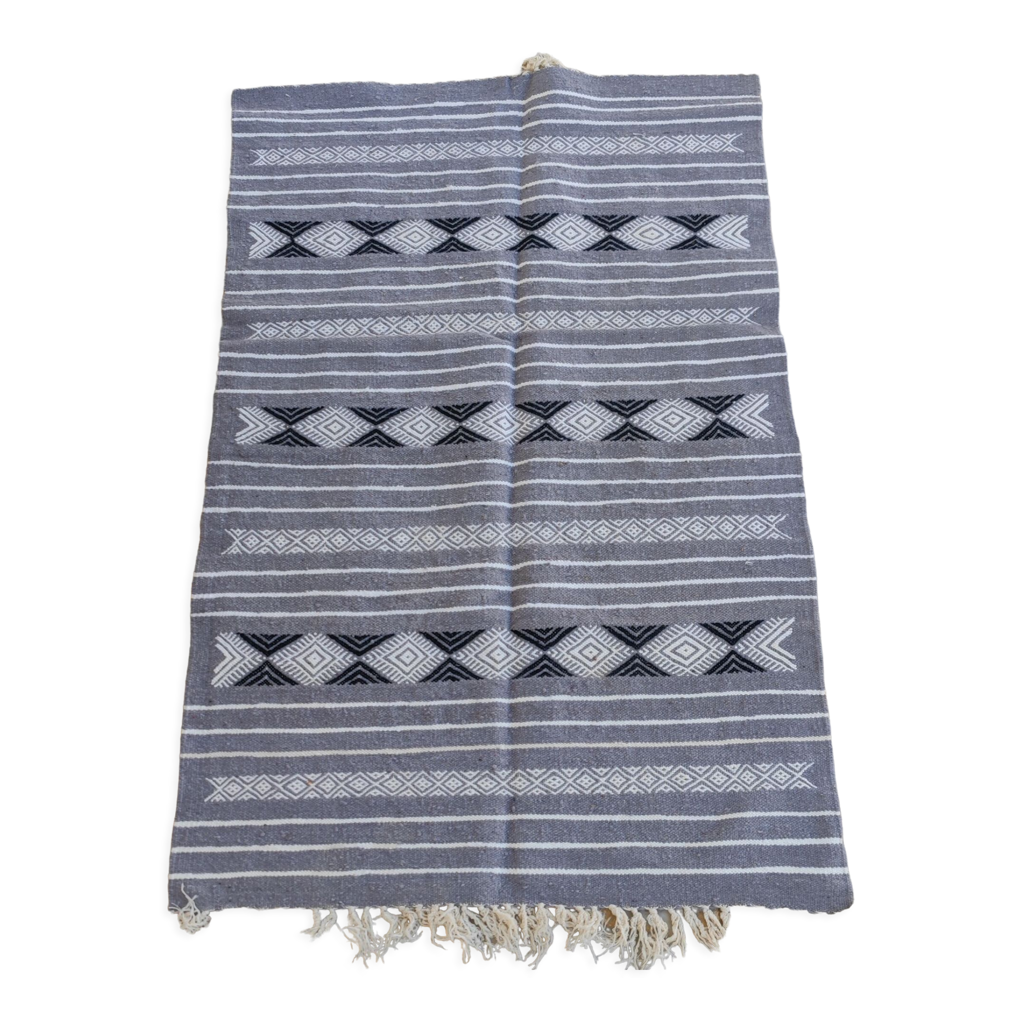 Hand-woven kilim rug in natural wool, 145x90 cm