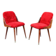 Pair of 1960s chairs in sheepskin and varnished wood