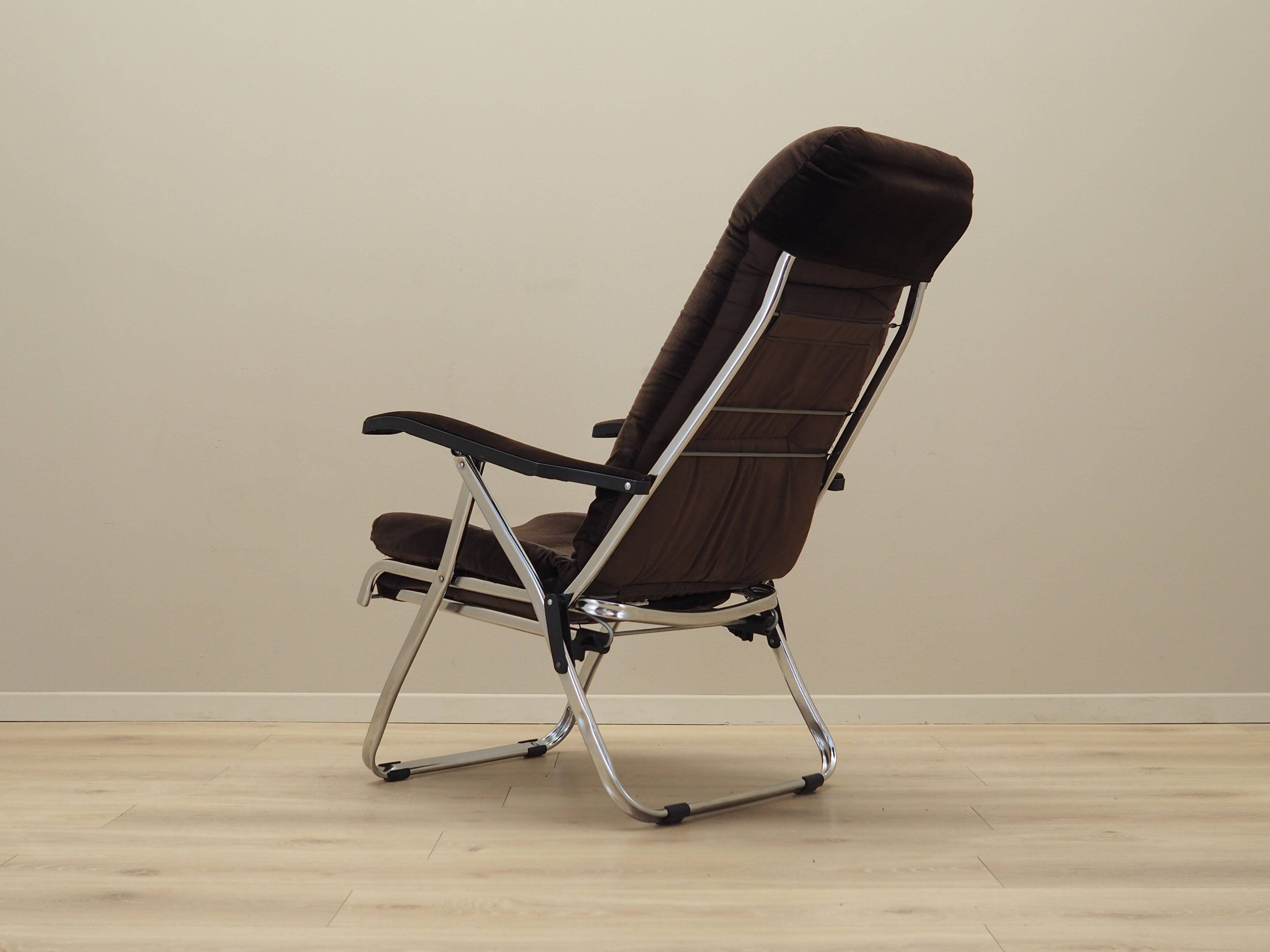 Brown velour armchair, Danish design, 1970s, production: Denmark