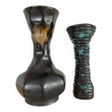 Pair of vintage glazed ceramic vases