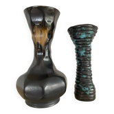 Duo de vases vintage en céramique glacé