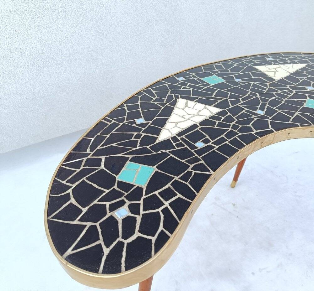 Kidney-shaped coffee table with mosaic top, 1950s