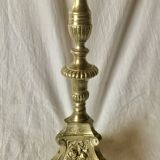 Antique large brass candlestick lamp base