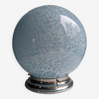 Old ceiling light globe ball lampshade opaline blue Clichy Art Deco