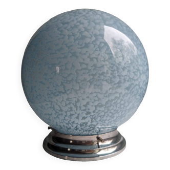 Ancienne plafonnier applique globe boule abat jour opaline bleu Clichy Art déco