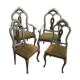 Set of 4 chairs in patinated wood Italian baroque style