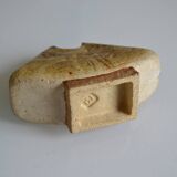 Brutalist stoneware vase Signed to be identified