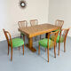 Set of 6 wooden chairs with boucle upholstery, French design by Charles Ramos.