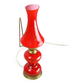 Mid-century Italian Red Glass and Brass Table / Wall Lamp