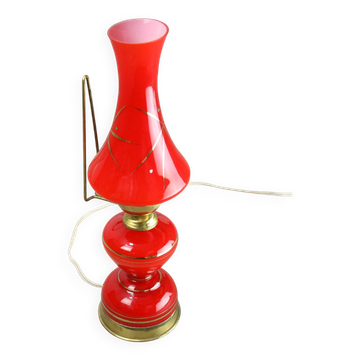 Lampe de table/applique murale italienne du milieu du siècle en verre rouge et laiton