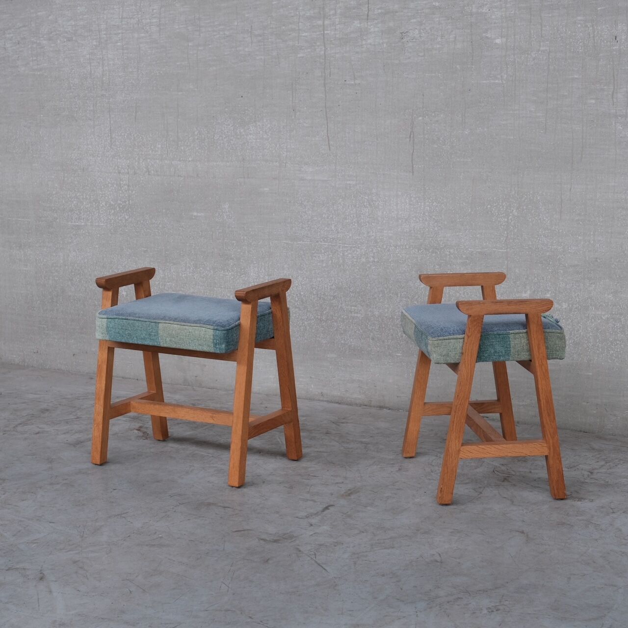 Guillerme et chambron oak mid-century stools