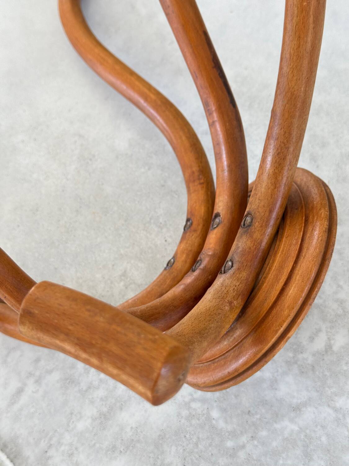 Pair of curved wooden coat racks or hooks from the 1900s