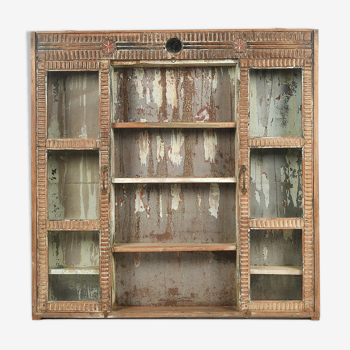 Patinated wooden wall window