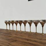 9 verres ancien en métal argenté et laiton