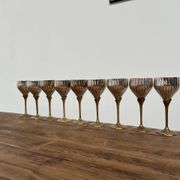 9 old glasses in silver metal and brass
