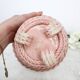 Small vintage handmade plant pot in pink woven ceramic