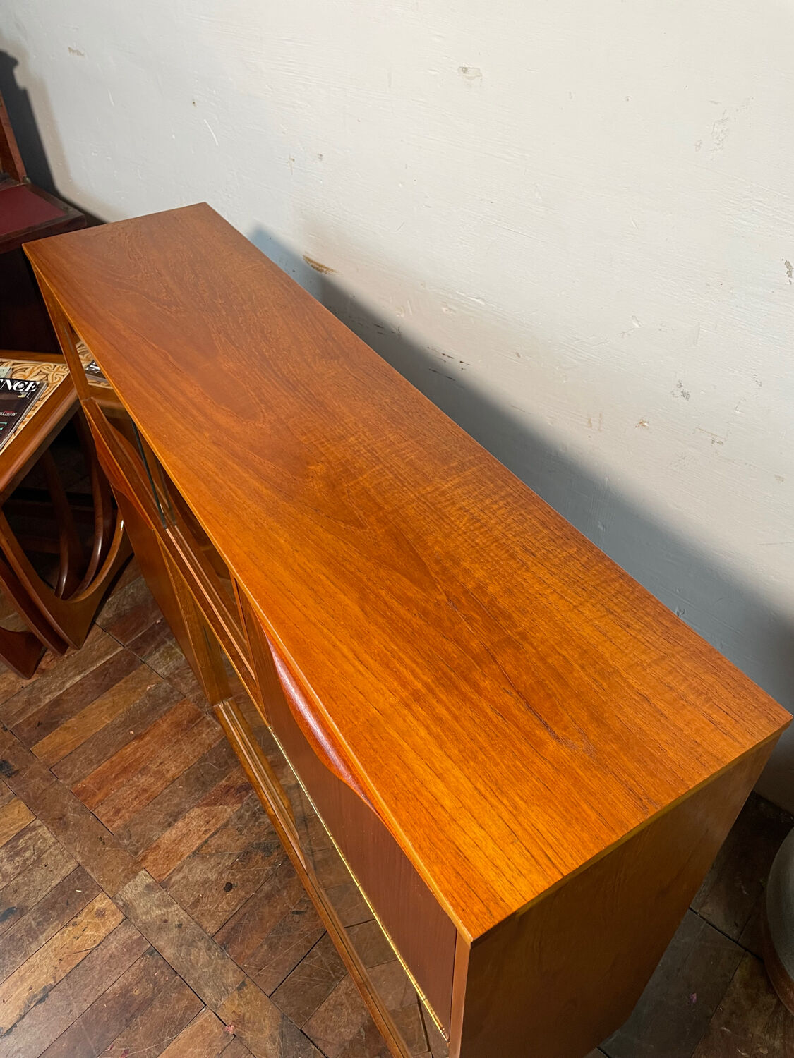 Mid century retro vintage teak cocktail bar display cabinet 1960