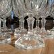 Set of 9 thick glass wine glasses faceted hexagonal foot