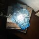 Old suspension glass cage blown Venetian lantern blue