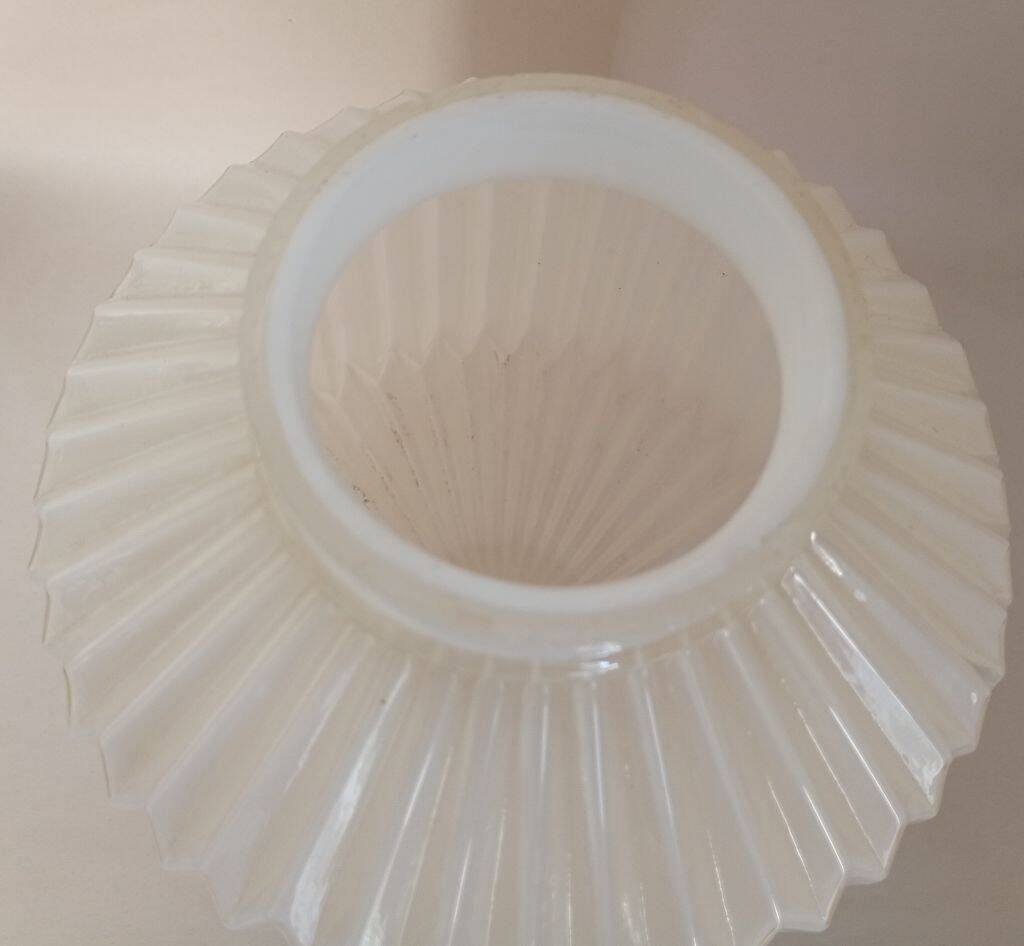 Vintage Mid-Century Pleated Milk Glass Lamp Shade