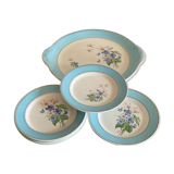 Plat à gâteau et 5 assiettes à dessert fb limoges