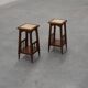 Pair of 20th century rustic wooden side tables with ceramic tile top