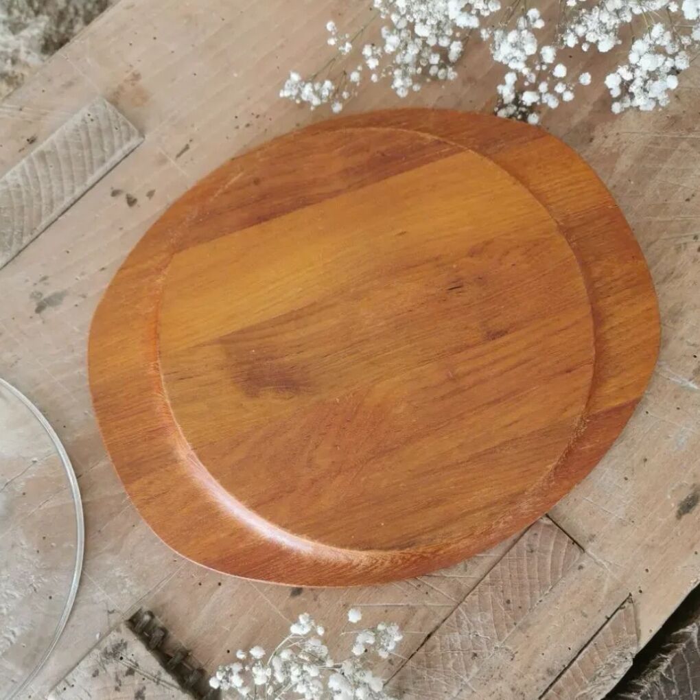 Vintage Cheese Dome, wooden platter 1960