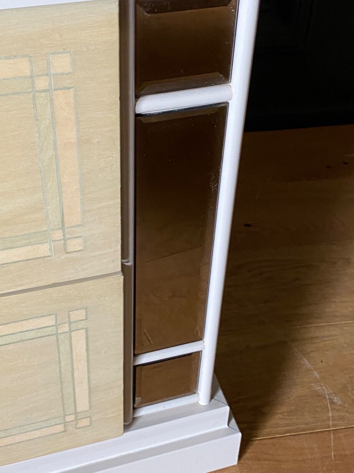 Lacquer bedside table 1980 with mirrors 2 drawers