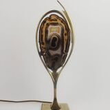Lampe 1970 en laiton et agate attribuée à Willy Daro
