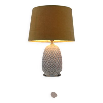 Pineapple Porcelain Table Lamp with Iridescent Glaze and Gold by Capodimont