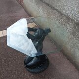 Side coffee table vintage beveled top