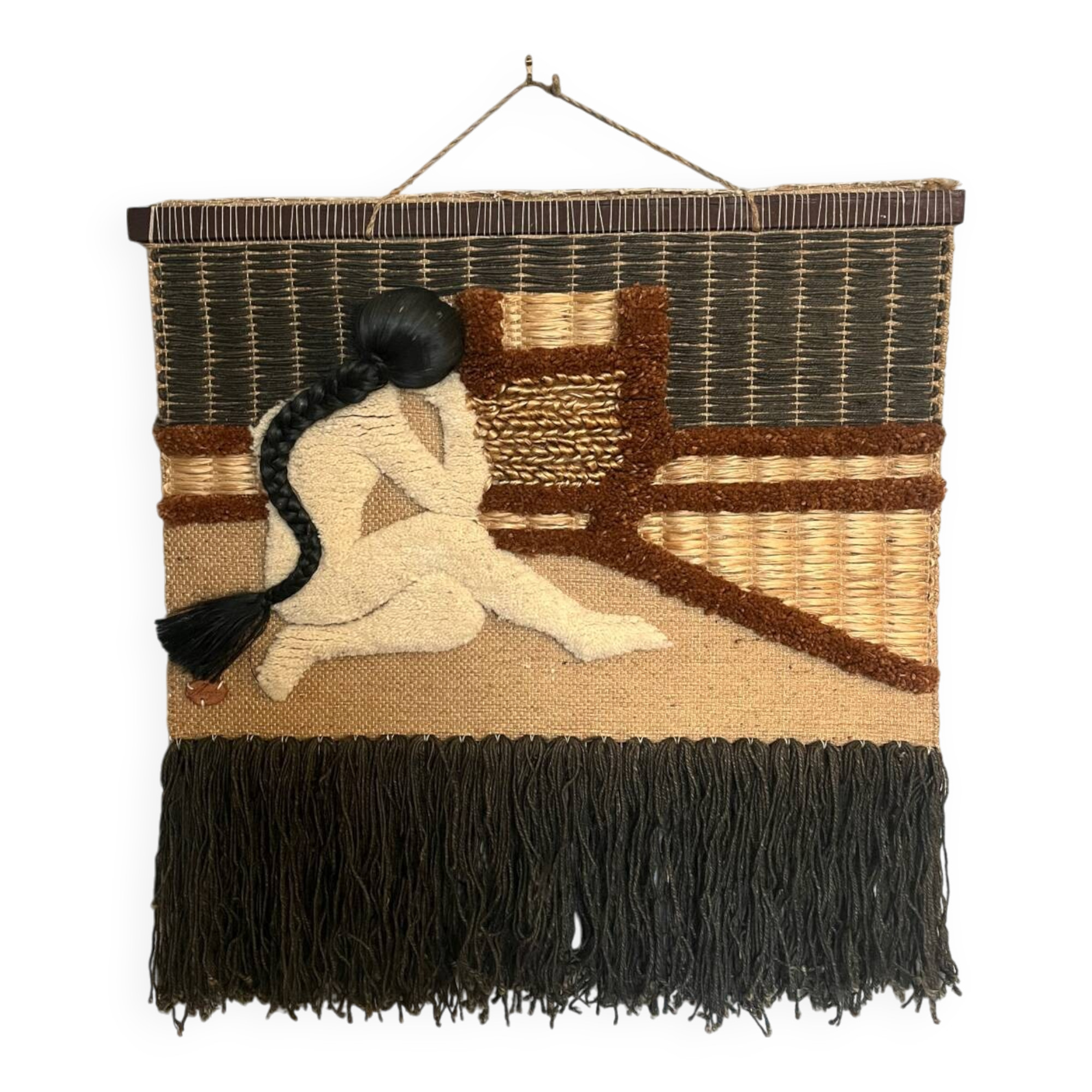 Vintage straw wool wall hanging tapestry