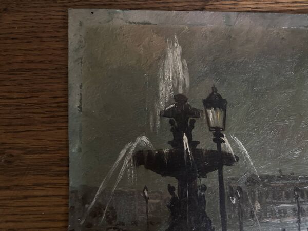 Huile 1950 Paris La Nuit d'Alberto Spadolini