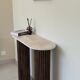 Console travertin et bois | chêne foncé