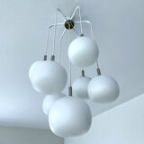 Grand Lustre Cascade, Globes Opaline Chrome, Years 70