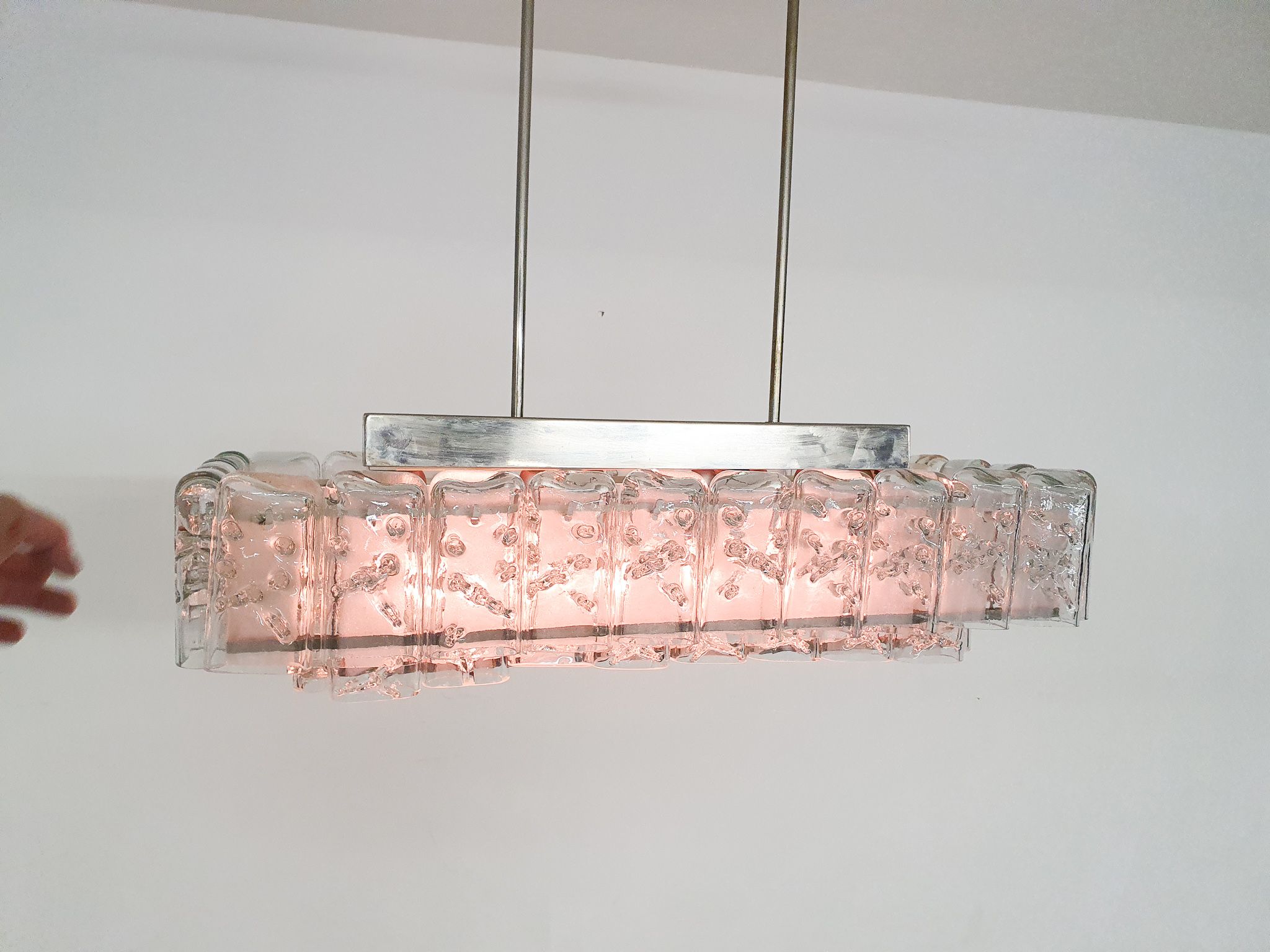 Lustre en verre par Doria, Allemagne années 1960