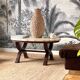 Coffee table in wood, marble and onyx.