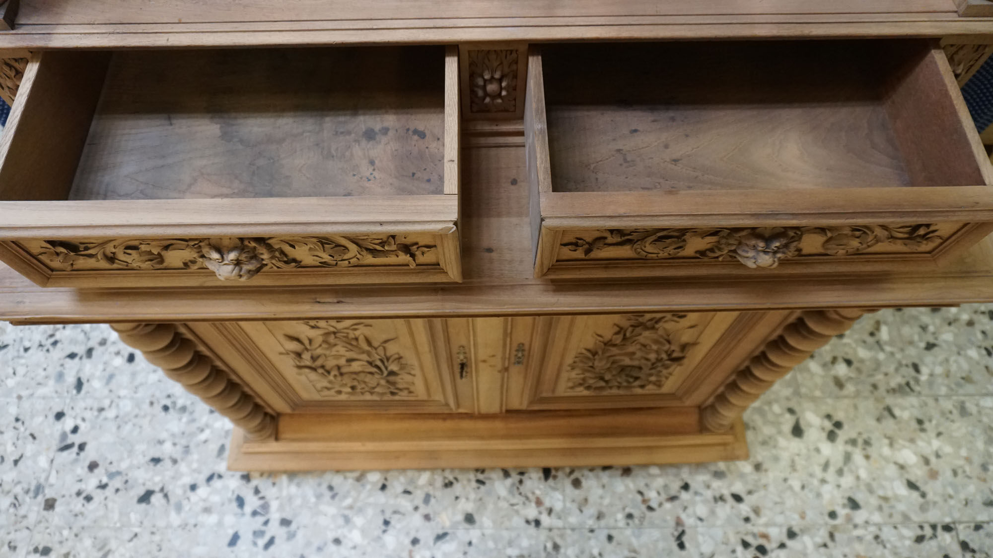 Library showcase carved wood