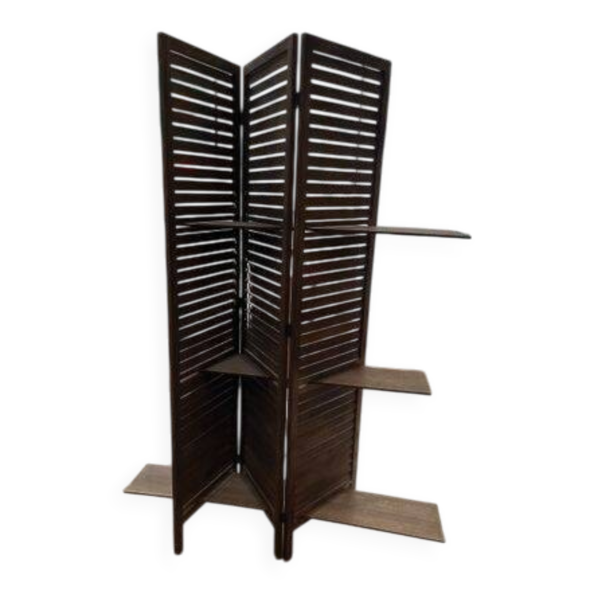 Modular wooden shelving screen