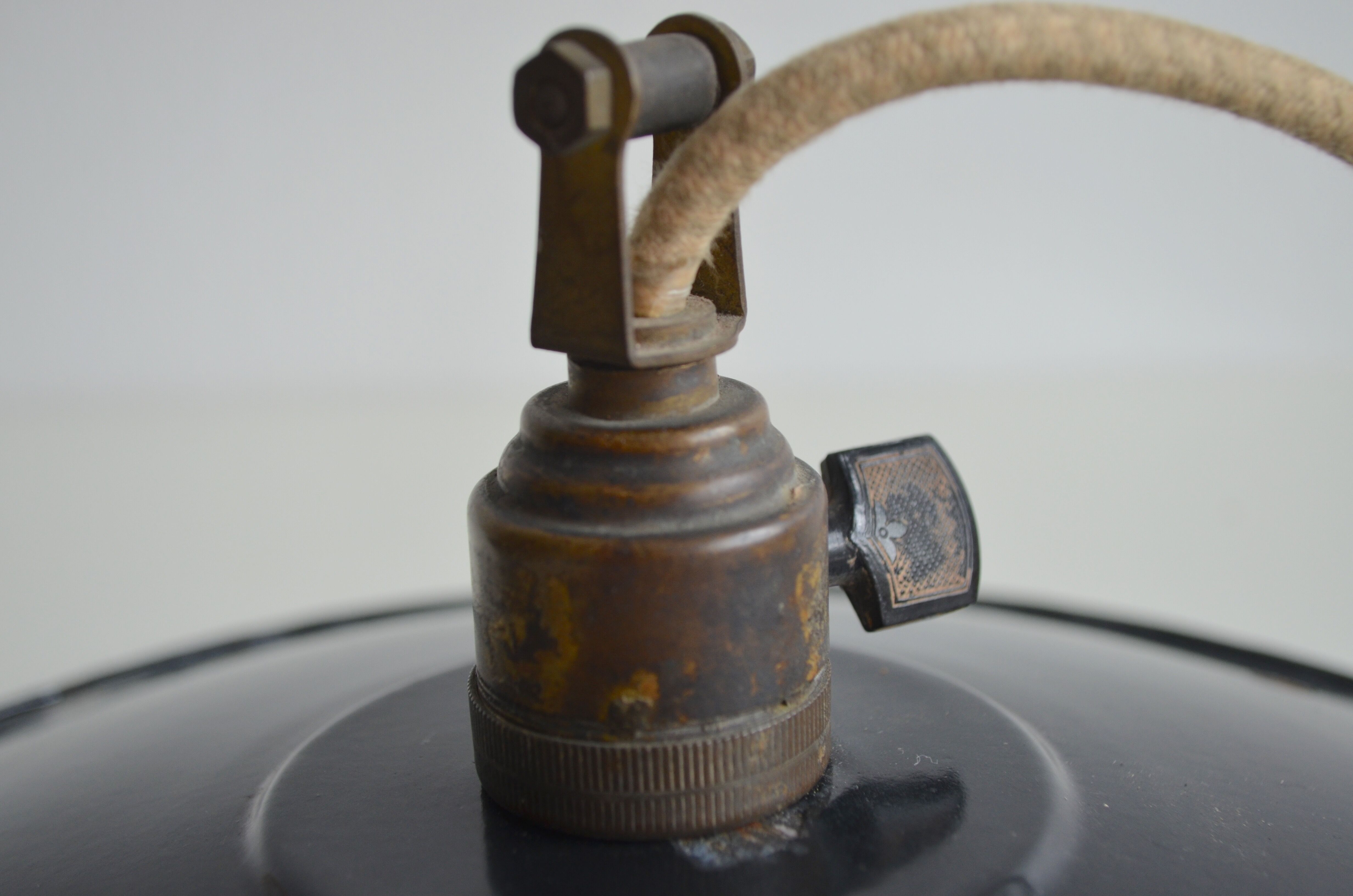 Hanging lamps in black enamelled plate