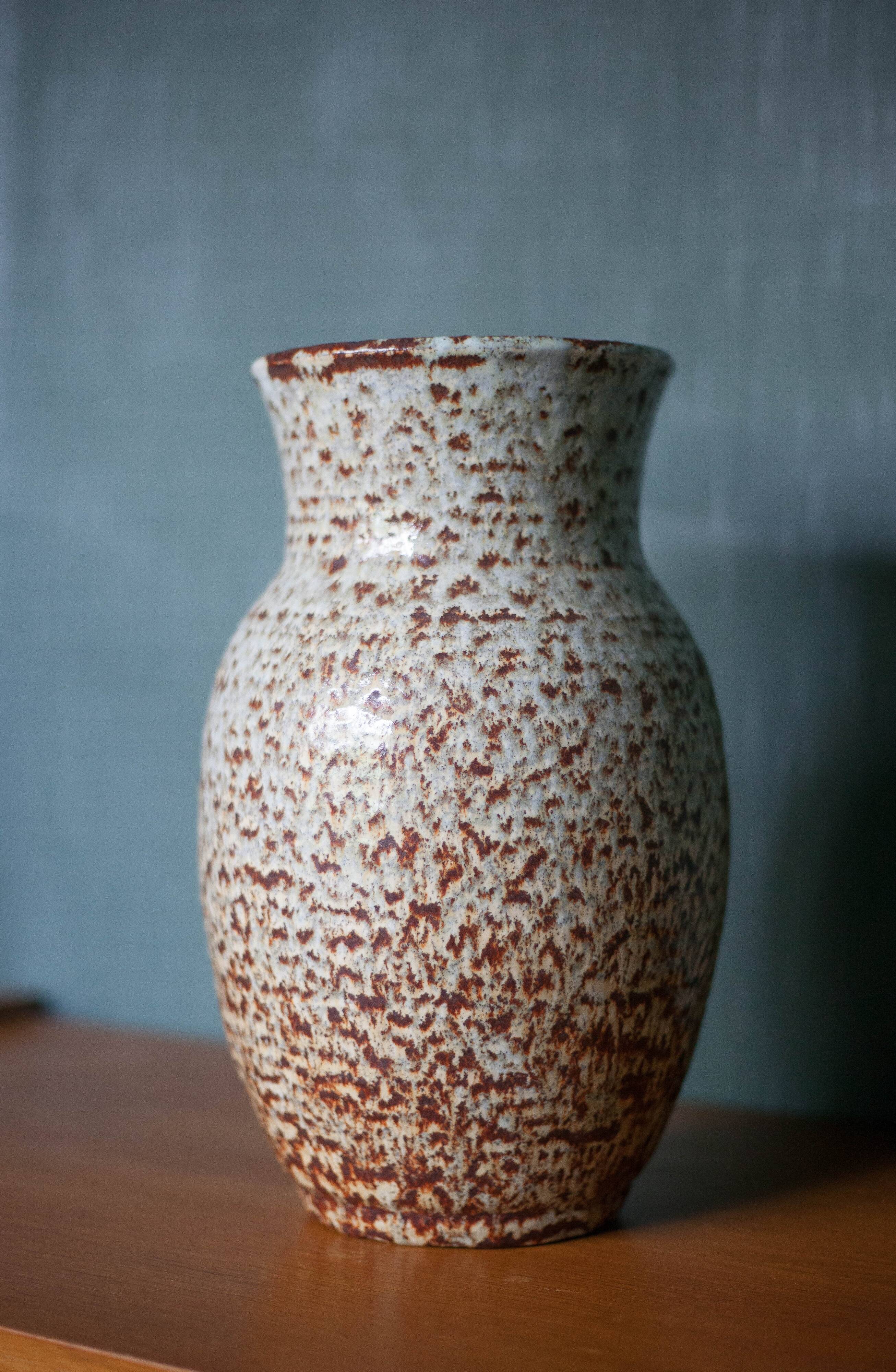 Speckled ceramic vase, west germany