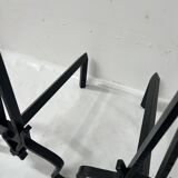 Pair of wrought and hammered iron bedside tables, 20th century