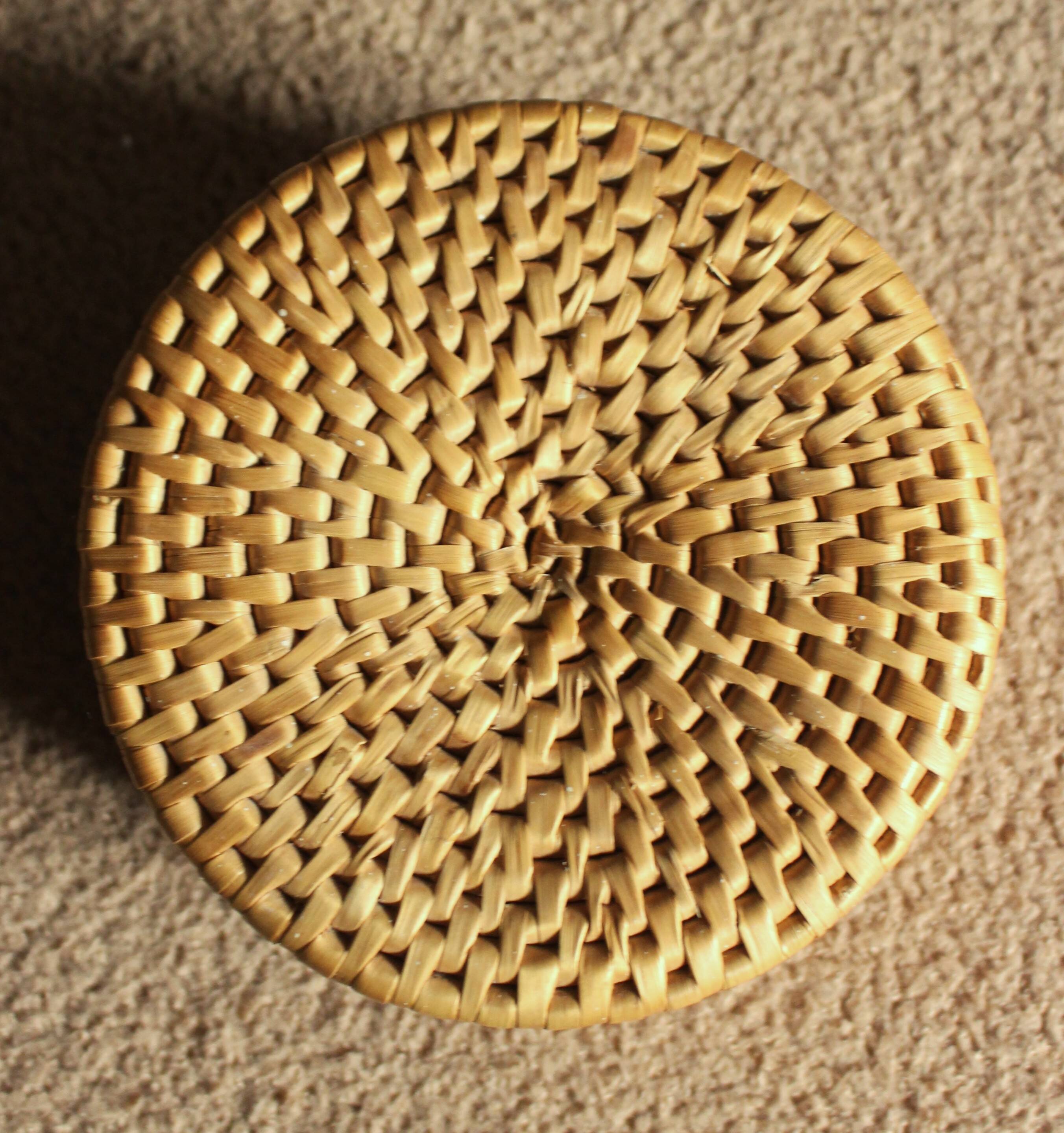 Vintage wicker round basket box