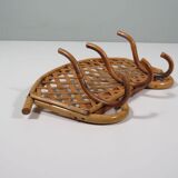 Porte-manteau mural vintage en bambou , Italie 1960-1970