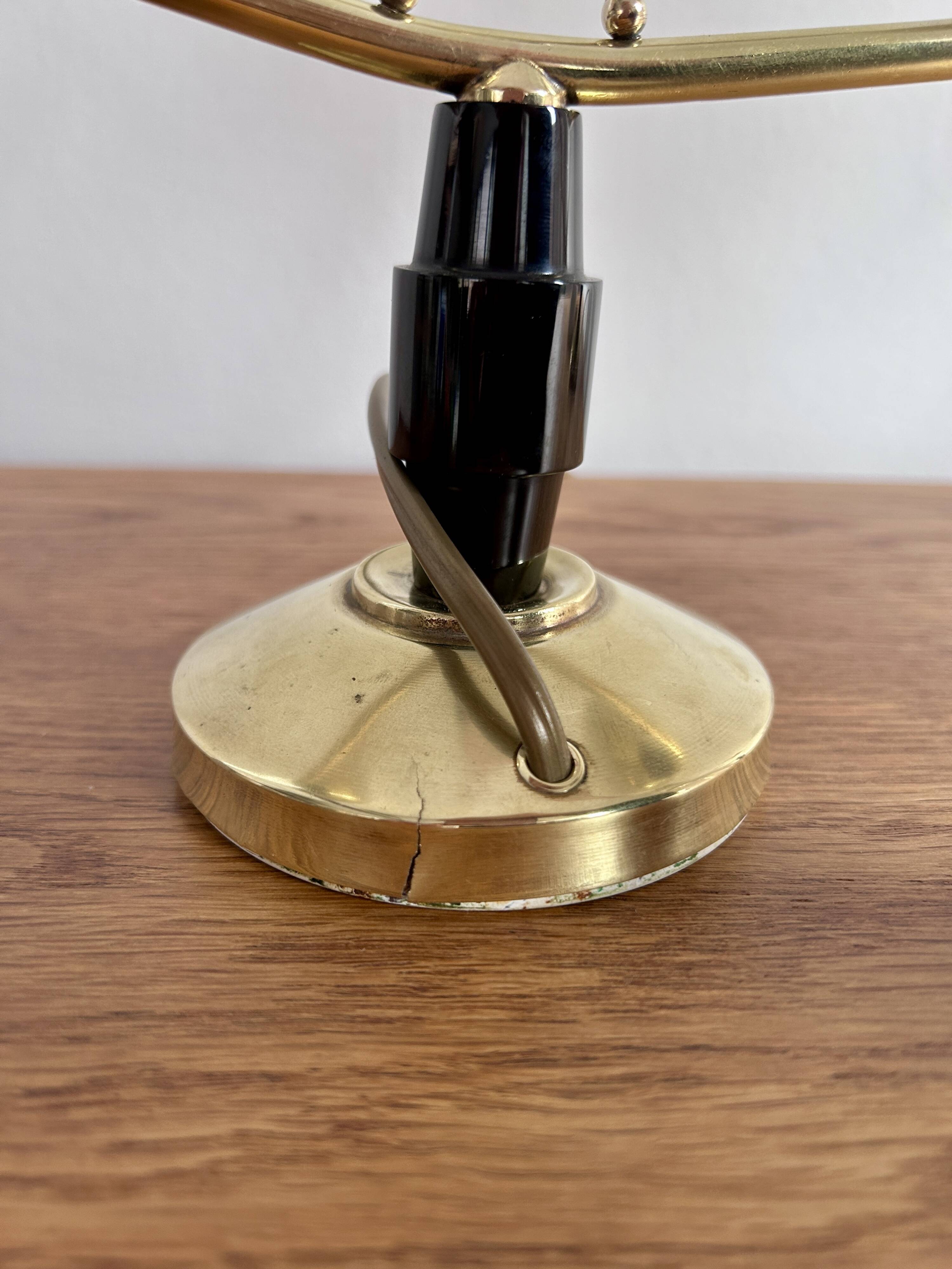 Pair of brass and opaline lamps from the 1950s.