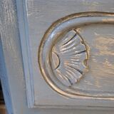 Solid wood chest of drawers painted gray and patinated silver 1940 with 3 drawers