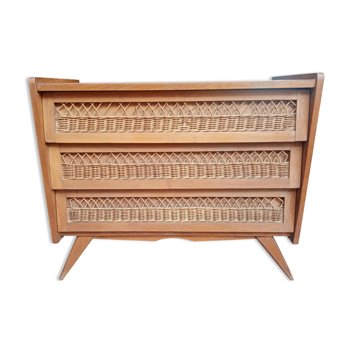 Chest of drawers vintage foot compass 3 drawers