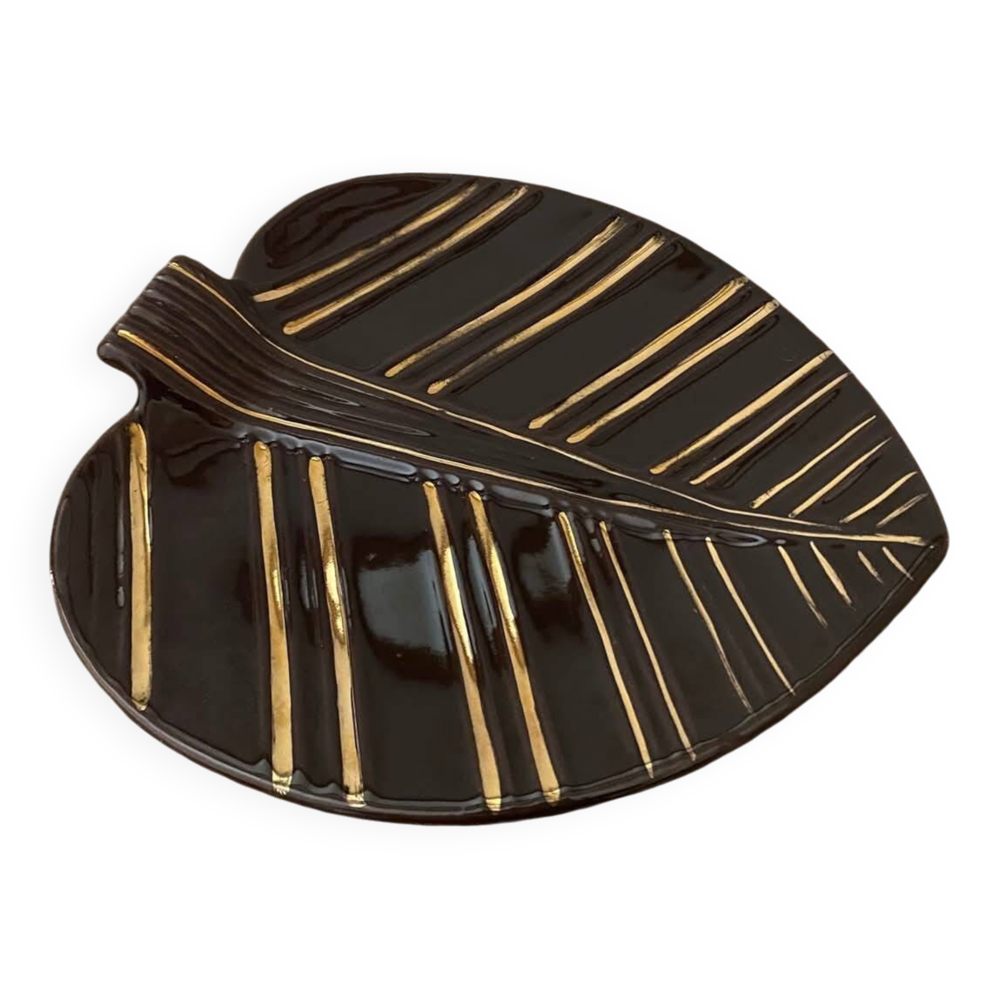 Art Deco porcelain leaf-shaped trinket trays