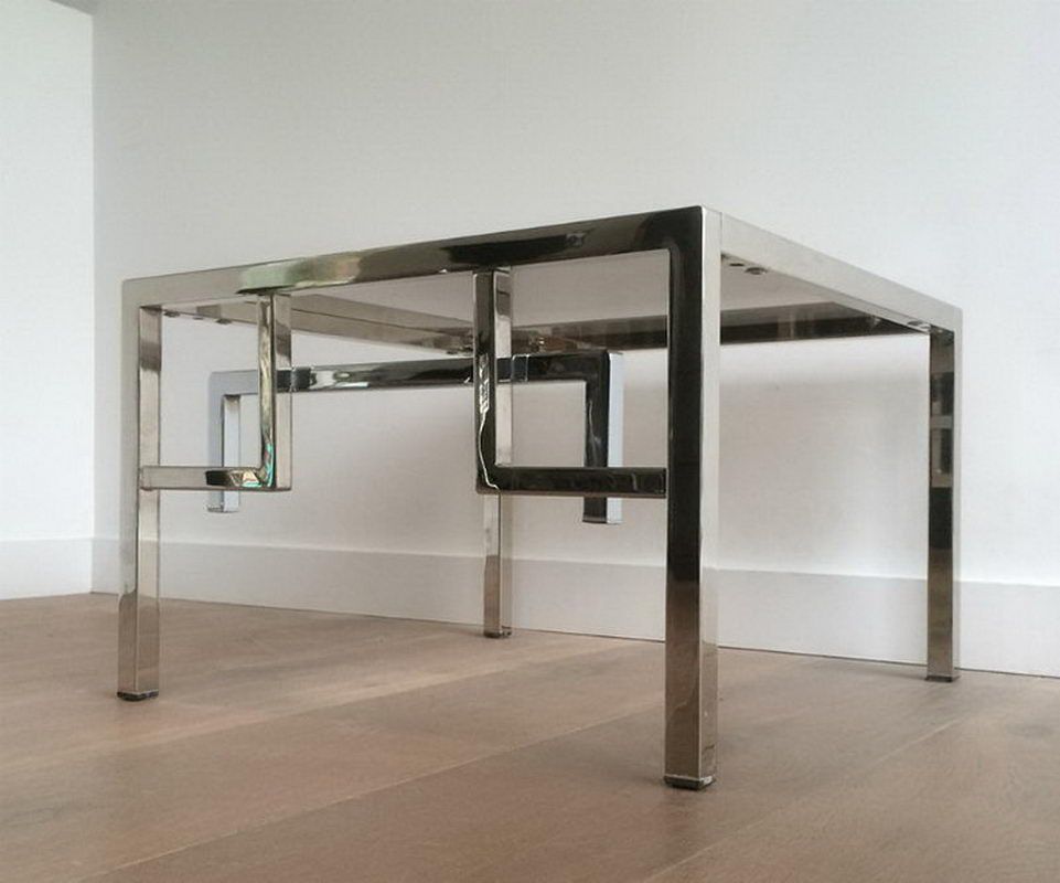 Pair of chrome designer side tables