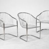 Set of 6 vintage Italian design chairs in chrome – 1970s – Gas style